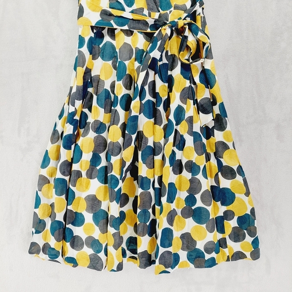 Anne Klein Multicolored Polka Dot Midi Tie Sleeveless Cotton Dress - Picture 3 of 11